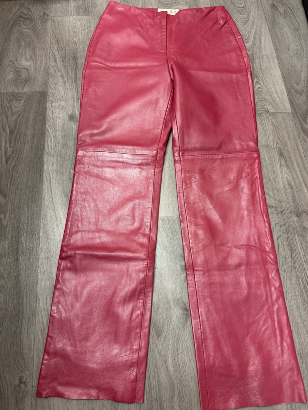 Pinkish Leather Wide-Leg Pants